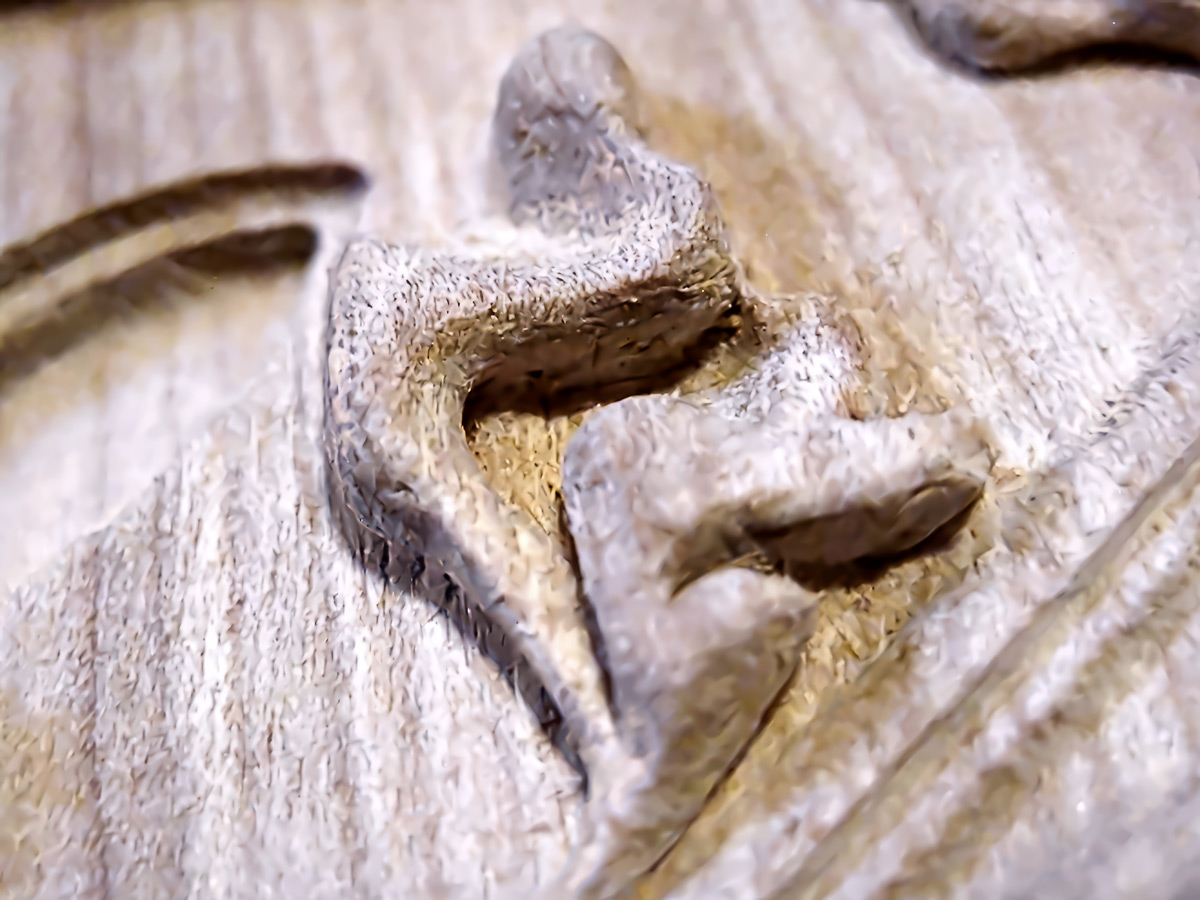 Detail: undercuts on a crocket